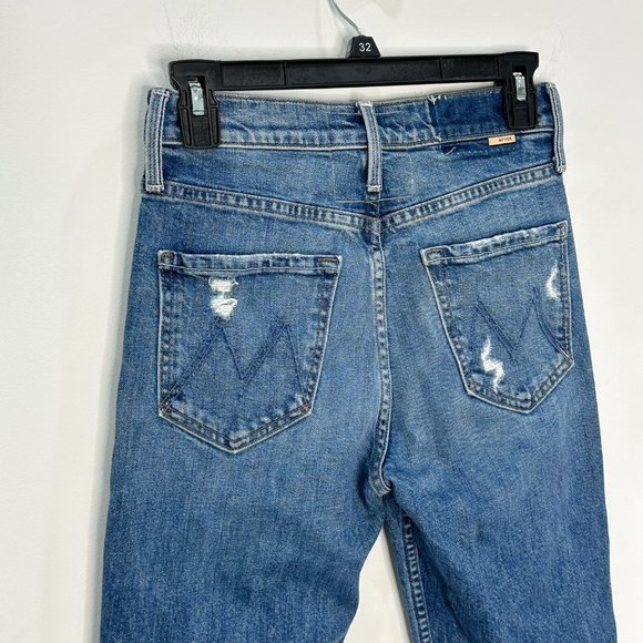 Mother The Tomcat Playing with Scissors Straight Leg Crop Distressed Jeans Sz 25 - Picture 14 of 16